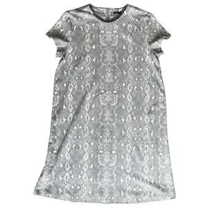 J. McLaughlin Pearl Gray Snakeskin Print Shift Dress XL Quiet Luxury